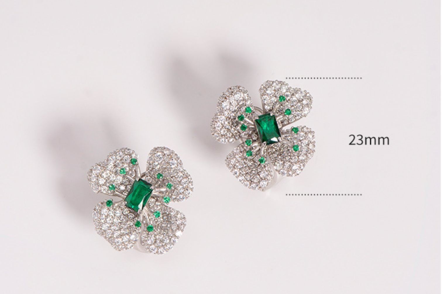 Diamante Floral Green Spinel 925 Sterling Silver Earrings