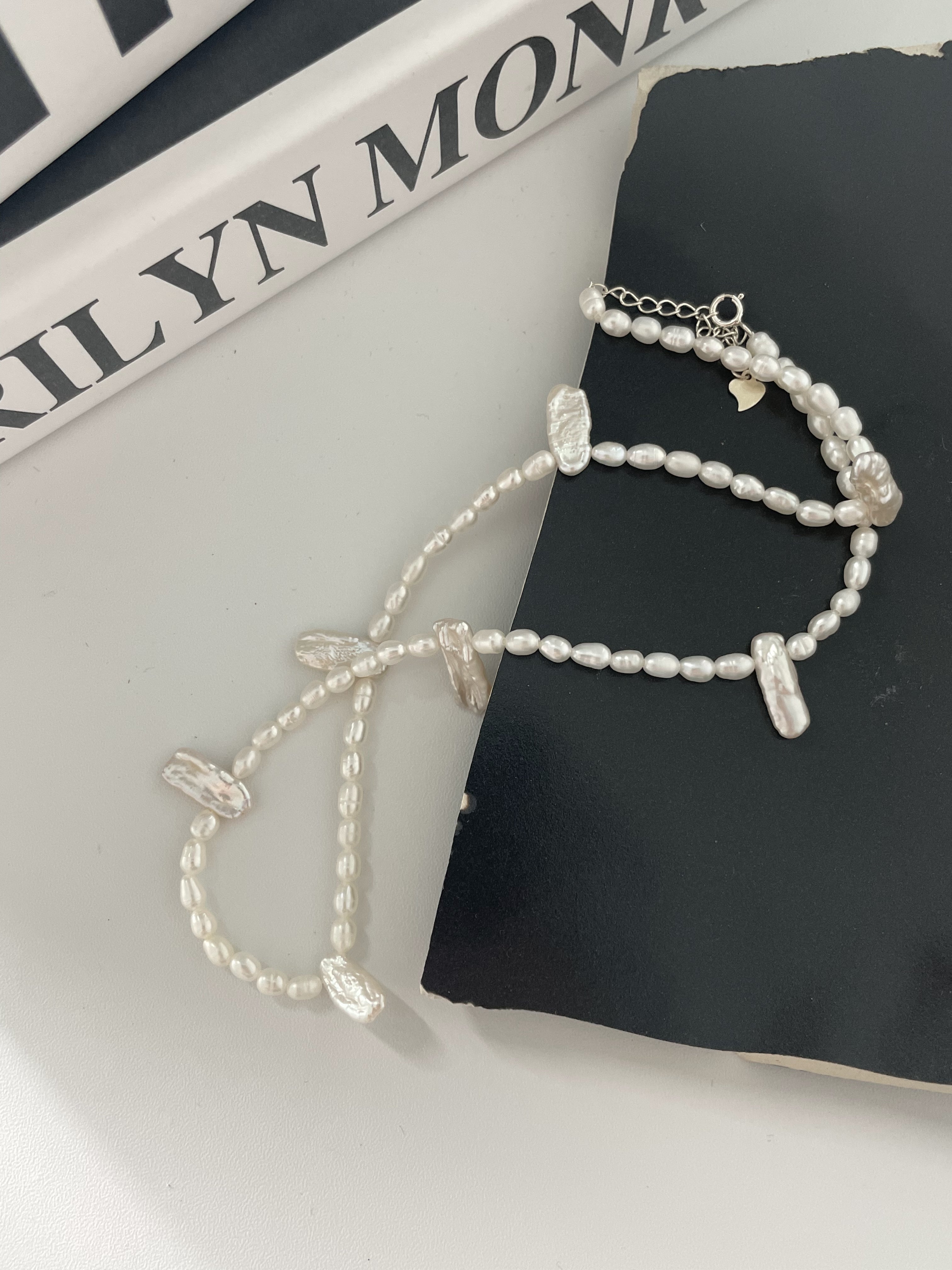 Elegant Baroque Freshwater Pearl Necklace with Sterling Silver Clasp - Unique Natural Pearls for a Timeless Look