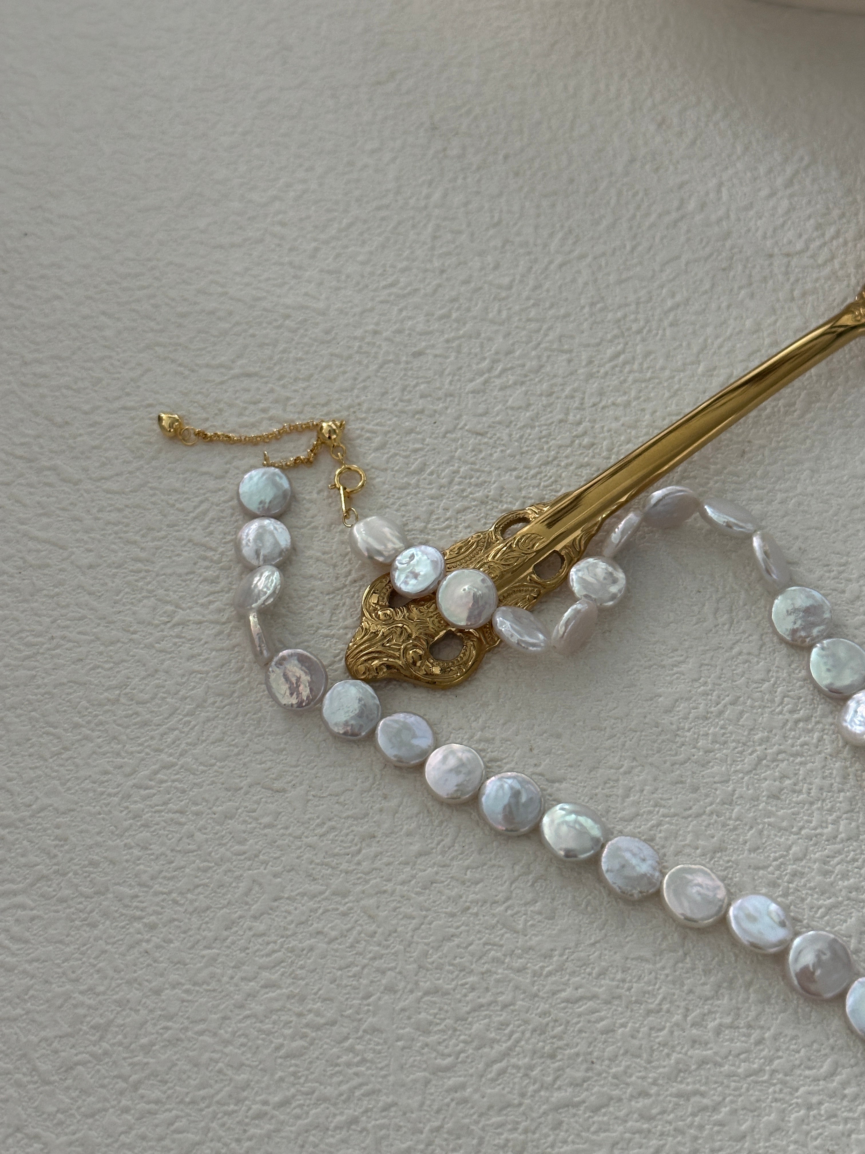 Elegant Coin Pearl Necklace with 14K Gold-Filled Clasp - Natural Freshwater Pearls for Timeless Sophistication