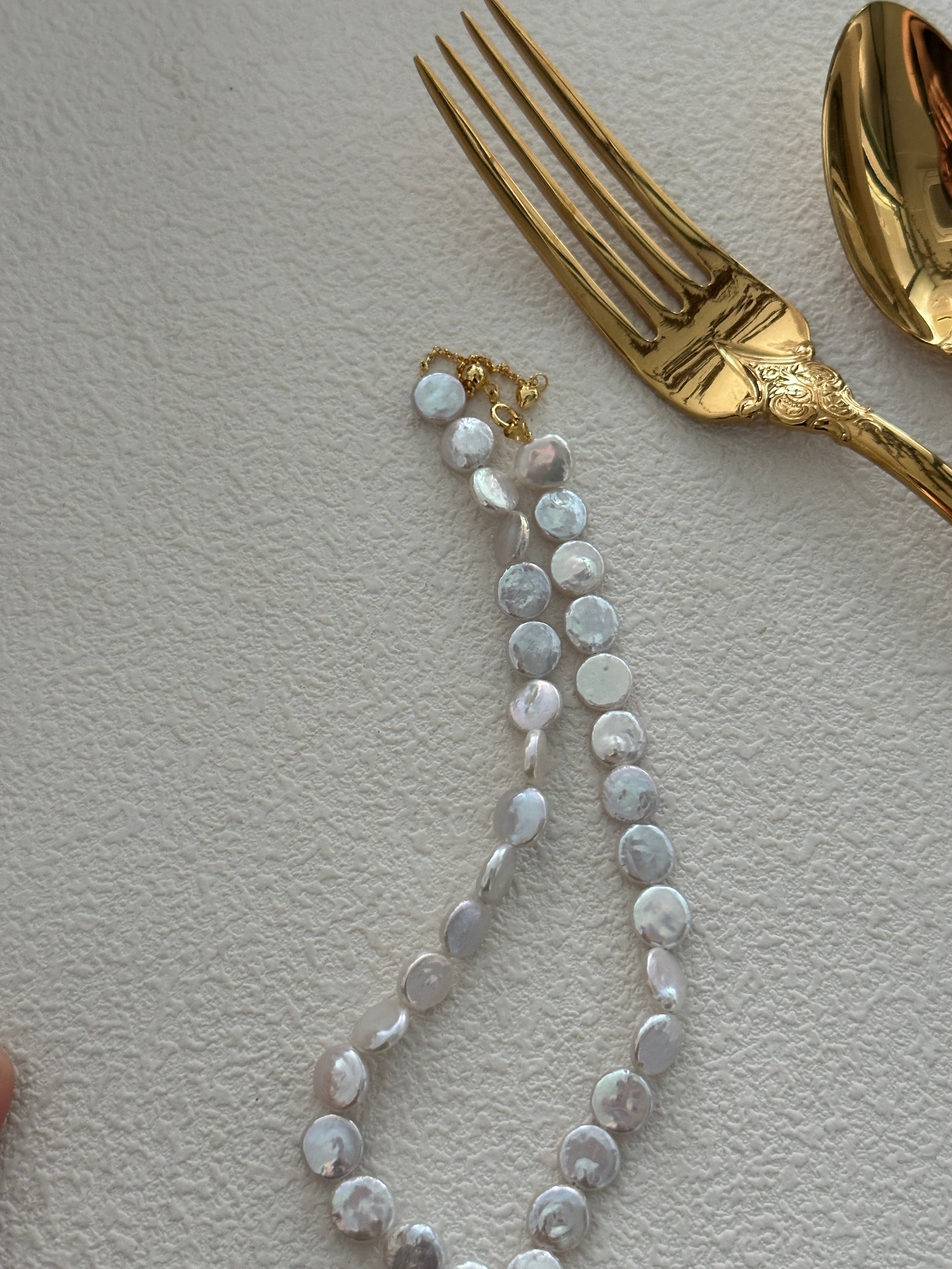 Elegant Coin Pearl Necklace with 14K Gold-Filled Clasp - Natural Freshwater Pearls for Timeless Sophistication