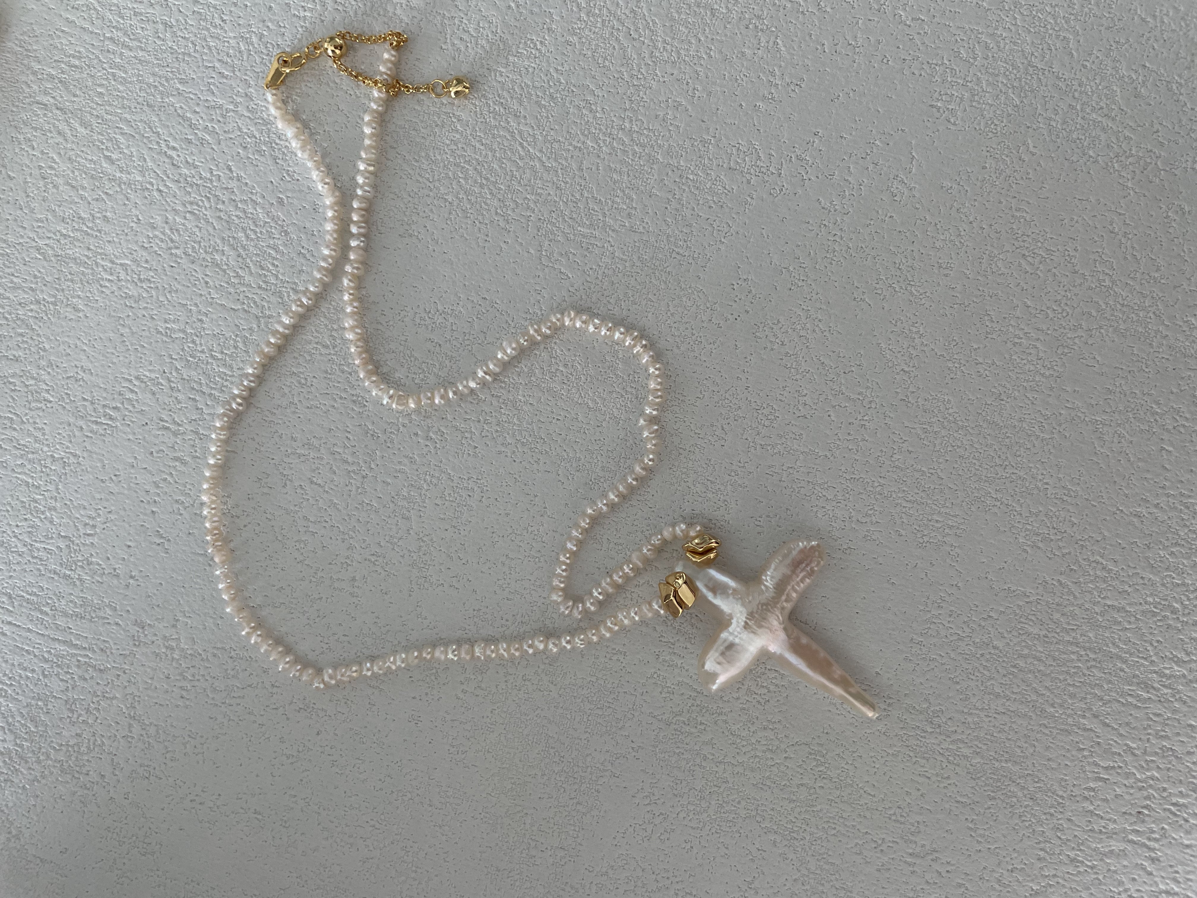 Natural Cross-Shaped Pearl Necklace with Pearls Chain - A Symbol of Faith and Elegance