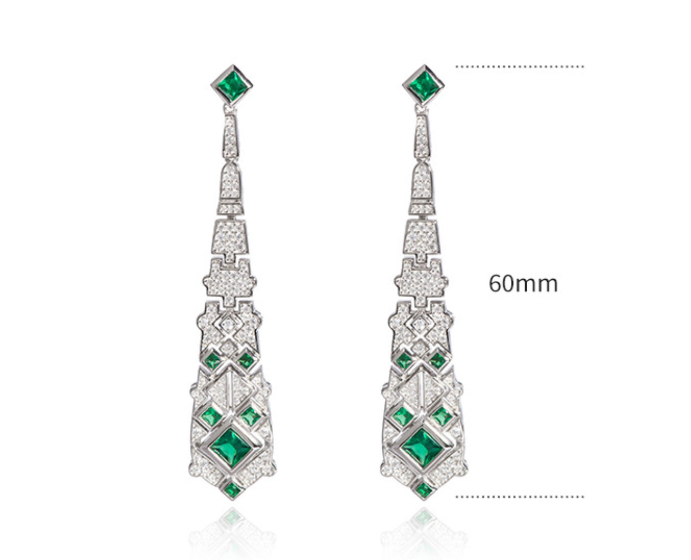 Christmas Collection Green Diamante Christmas Tree shape 925 Sterling Silver Stud Earrings