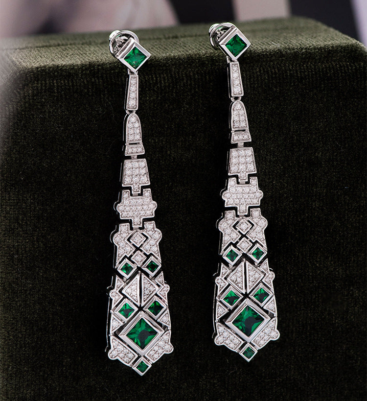 Christmas Collection Green Diamante Christmas Tree shape 925 Sterling Silver Stud Earrings