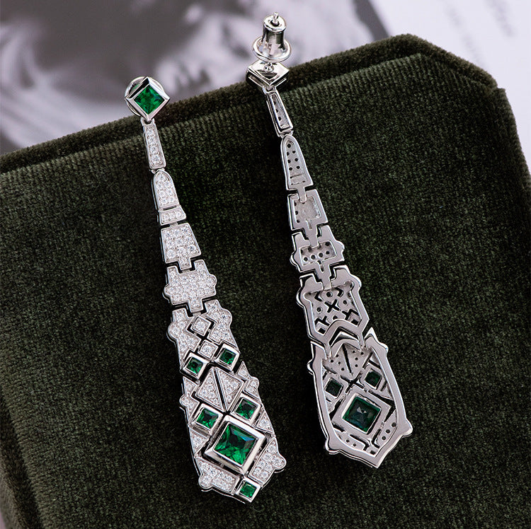 Christmas Collection Green Diamante Christmas Tree shape 925 Sterling Silver Stud Earrings