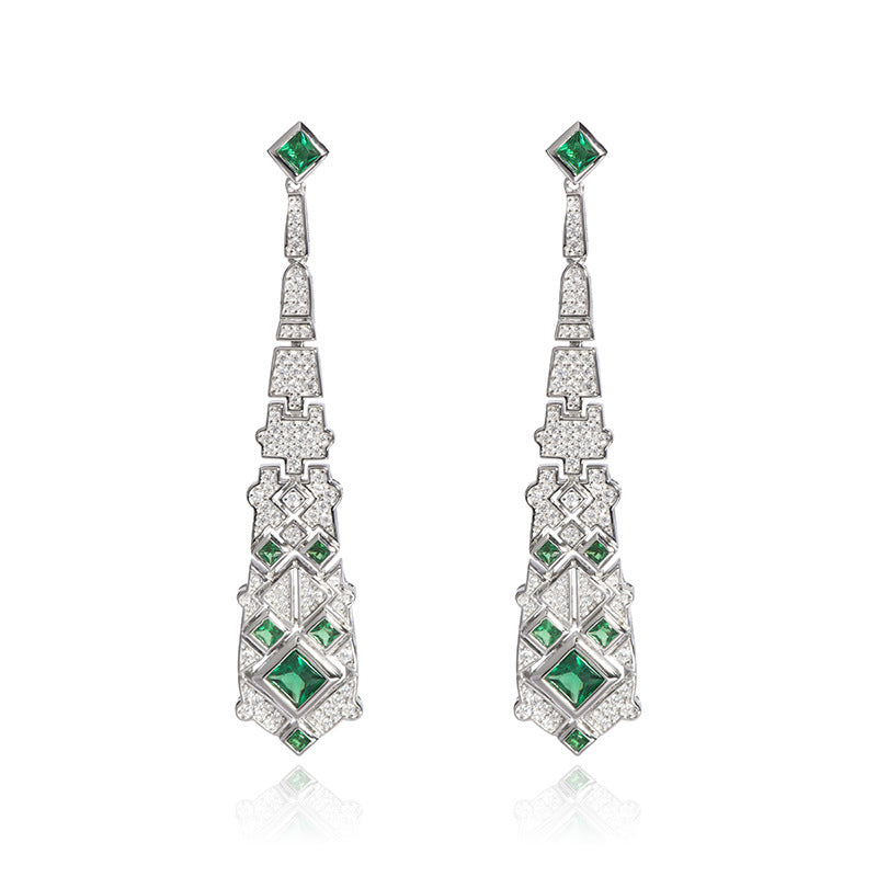 Christmas Collection Green Diamante Christmas Tree shape 925 Sterling Silver Stud Earrings